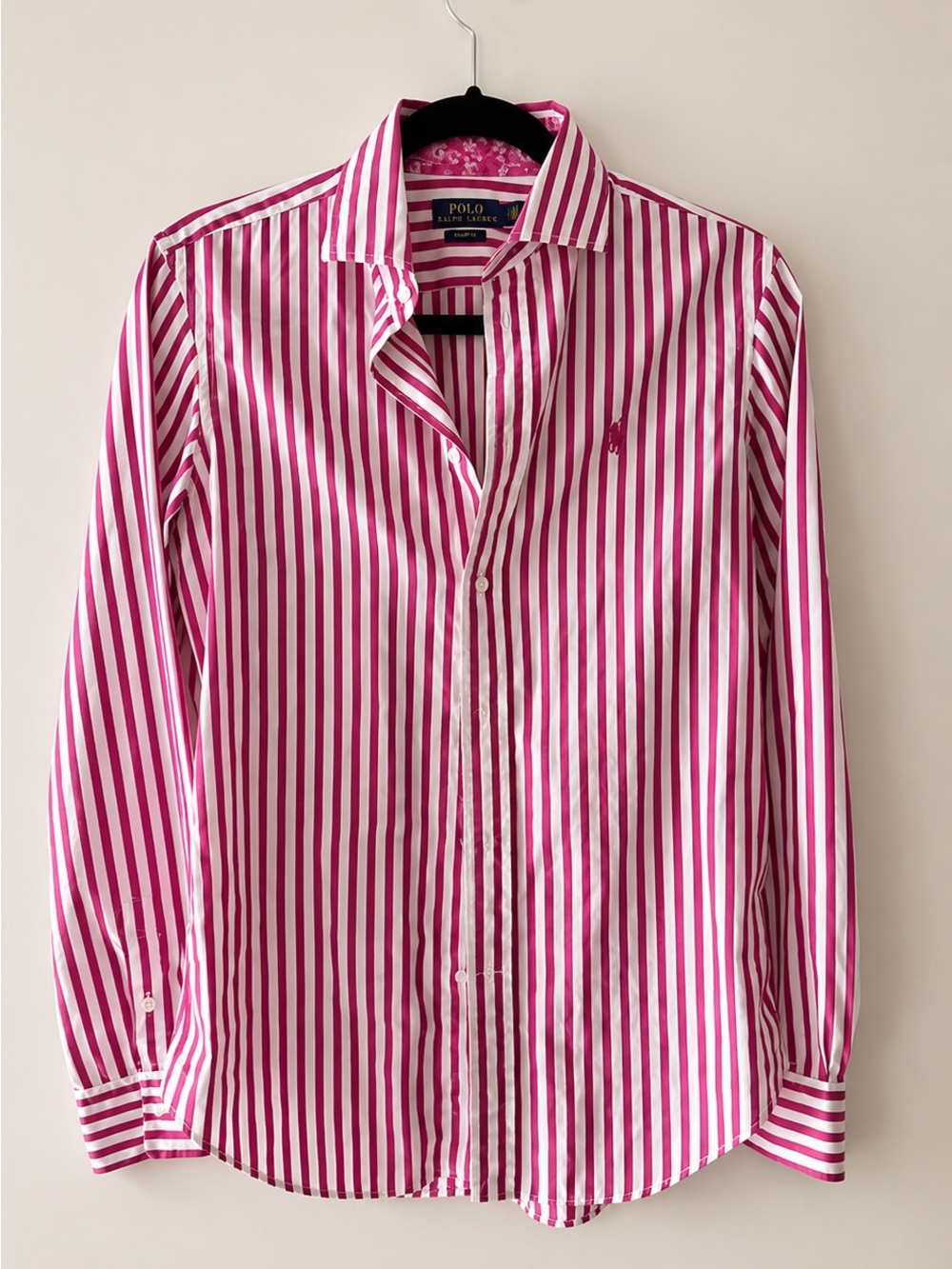 Polo Ralph Lauren Pink White Stripe Button Down Shirt Women’s Size S Classi